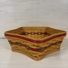Longaberger 2001 Shining Star Large Hostess Basket Red Green Star Shape picture
