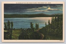 Moonlight on Lake Coeur D'Alene from Bennett Bay Idaho Postcard picture
