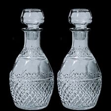 2 Vintage 1970’s Clear Crown Royal Decanter Diamond Edge/Etched Grapes & Crown picture