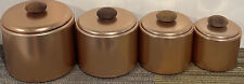 1950’s VINTAGE SET OF 4 MIRRO COPPER ROSE COLORED KITCHEN CANISTER SET picture