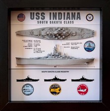 USS Indiana Display Box, BB-58, South Dakota Class, WW2, 9