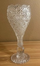 American Brilliant Cut Glass Vase Large Chalice Design Kelly & Steinman 14.25