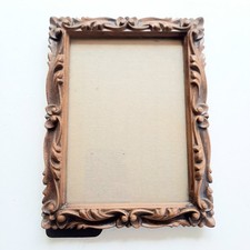 Vintage 1973 IIC Baroque Faux Carved Wood Brown Photo Frame 5x7