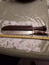 Vintage 50's-60's Widder Solingen West Germany Stag Bone Knife & Sheath 18 Inch. picture