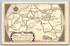 Vintage 1946 White Mountain Region New Hampshire Map Postcard picture
