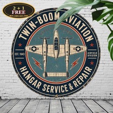 Vintage Airplane Flight Circle Metal Sign 8x8 Round Aviation Hangar Wall Decor picture