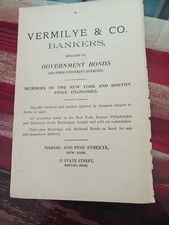 ☆1898 Orginal Print Ad VERMILYE & COMPANY BANKERS government Railroad Bonds NYC picture