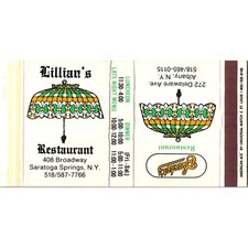 Lillian's Restaurant Saratoga Springs NY Vintage Matchbook Matchbox SMM22-6 picture