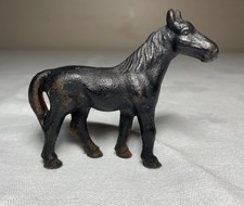 Vintage Cast Iron Horse Figurine Black Patina Decorative Collectible Sculpture picture