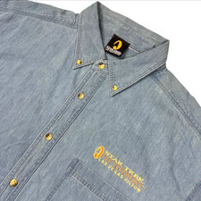 VTG Star Trek Experience Men's 100% Cotton L/S Button Shirt Blue • XL picture