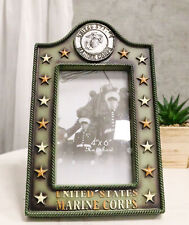 Patriotic United States Marine Eagle Seal Rank Stars Memorial 4x6 Picture Frame picture
