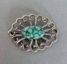 Vintage Navajo Sterling Silver Turquoise Pin picture