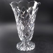 Waterford Crystal Giftware Vase Scalloped Edge Criss Cross 10.75