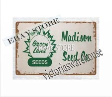 Green Land Seeds Madison Seed Co metal tin sign outdoor art stores plaque picture