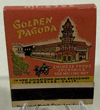 Vintage Golden Pagoda Chinese Food Los Angeles California Unstruck Matchbook picture