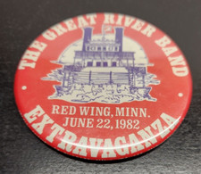 Vintage The Great River Band Extravaganza Button-Red Wing, Minn June 22, 1982 picture