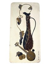 Vintage Jonero Popcorn Gravel Wooden Wall Art MCM Musical Instrument Grapes Oil picture