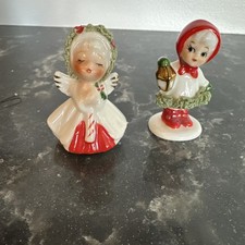 Vintage Napco Ware / Treasure Masters Bone China Christmas Caroler, Angel Set 2 picture