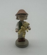 Werkstaetten Flade Miniature 5119 Boy With Teddy Figurine Erzgebirge picture