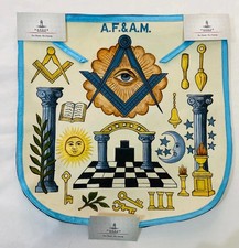 Masonic Apron Masonic Hand Painted Custom Painted Handcrafted Masonic Freemason picture