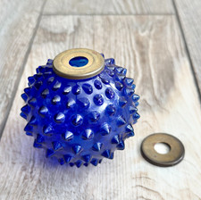 Vintage Blue Hobnail Glass Ball Lamp Break Spacer Lamp Part picture