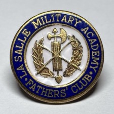 Vintage La Salle Military Academy Fathers Club Enamel Lapel Pin picture