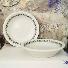 2 Vintage SHENANGO BERRY BOWLS Green Ivy Floral Chunky Retro Cottage Restaurant  picture