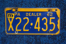 1962 1963 Pennsylvania DEALER License Plate picture