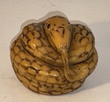 VTG Japanese Snake Netsuke Carved 1” Missing An Eye picture