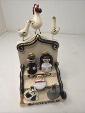 Vtg Signed Portuguese FolkArt Nativity Clay Miguel Gomes &  Celia Freitas As Is picture