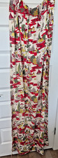 French Fisherman Curtain Panel Bark Cloth 1940s Pinch Pleat 4 panels 19