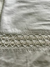 Vintage French large Heavy Cotton Linen Bedsheet 90x108” approx picture