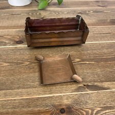 Vintage Mid-Century Modern Copper Cigar Box & Ashtray Set Office Decor picture