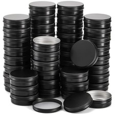 Aluminium Empty Tins 48 Pack - Black Metal Jars picture