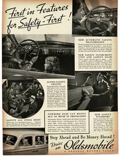 1938 Oldsmobile 4-door Sedan interior inside views dashboard Vintage Print Ad picture