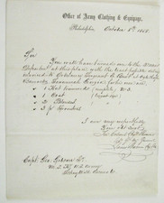 SAVANNAH GEORGIA OGLETHORPE BARRACKS PRE-CIVIL WAR UNIFORMS ORDER picture