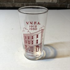 Vtg V.V.F.A. 1912 - 1950 York Pennsylvania Drinking Glass PA Building 50s CBN picture