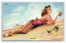 Postcard Refreshing Bikini Pinup Teich Bathing Beauties Series Posted 1942 picture