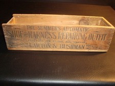 1898 Lawton & Bushman Shoe & Harness Repairing Kit Wood Box, Burlington, WI picture