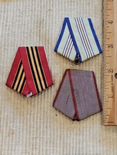 1950s 60s Soviet Union Cold War Tri Fold Medal Ribbon Drape Lot x3 L@@K picture