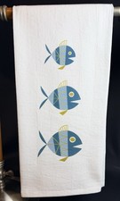 One New 100% Cotton Kitchen Tea Towel Metlox Tropicana Fish Inspired Turquoise picture