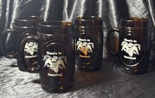 Set of 4 Vintage 1976 Patriotic USA Bicentennial Brown Glass Drinking Beer Mug picture