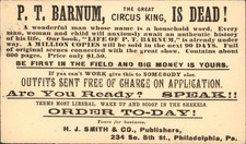Circus King P. T. Barnum is Dead book advertisement c1910s Postal Card bhn picture