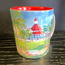 Hotel del Coronado Souvenir Coffee Mug White w/ Red Interior Scenic Wraparound picture