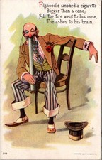 Fitznoodle Smokes HUGE Cigarette 1910 Comic Postcard Embossed Skowhegan ME picture