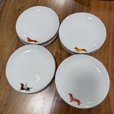 NEW Dachshund Collector Porcelain Bread/Dessert Plates made in portugal 6
