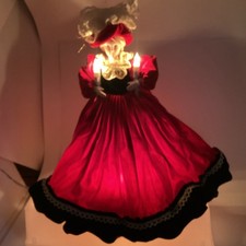 Lighted Victorian Lady Christmas Tree Topper Red Velvet Lace Holiday Decor 12