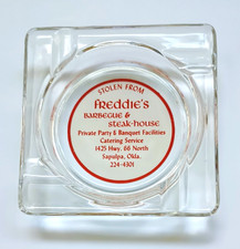 ca. 1960's Freddie's Barbeque BBQ Restaurant Ashtray Hwy Rt 66 Sapulpa OK MINT picture