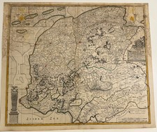 1706 Pieter Schenk Map of Friesland with Frisian Islands—Original Hand Color picture