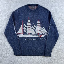 Vintage 70s US Coast Guard Sweater Mens Medium Blue Knit USCGC Eagle Olympic 80s picture
